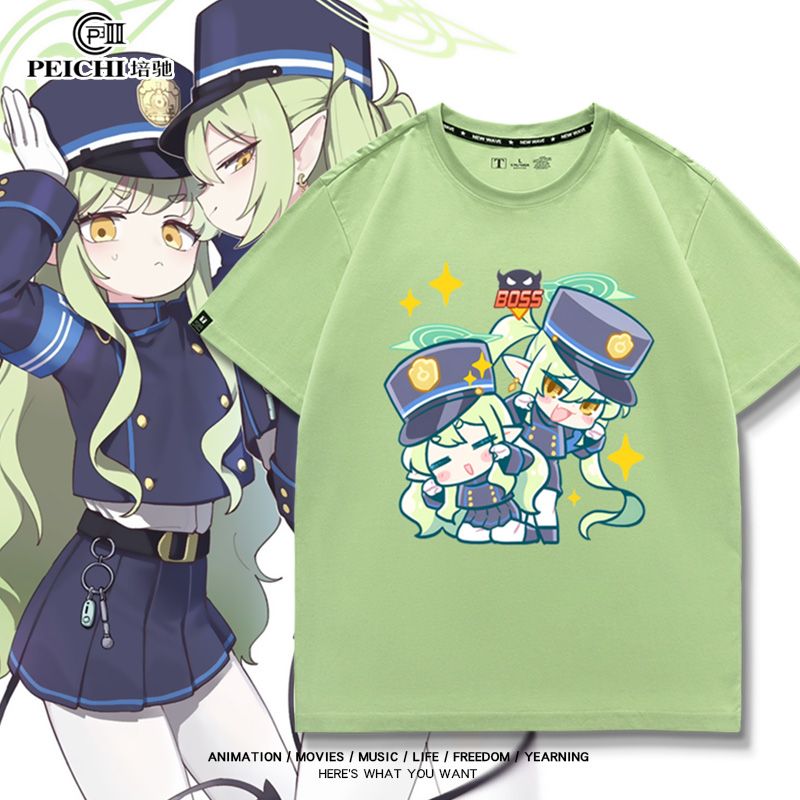 Vintage Fashion Archive - アニメブルーアーカイブ立花ひかるコスプレプリント半袖 Tシャツカジュアル Tシャツファッションヴィンテージシャツ夏に多用途
