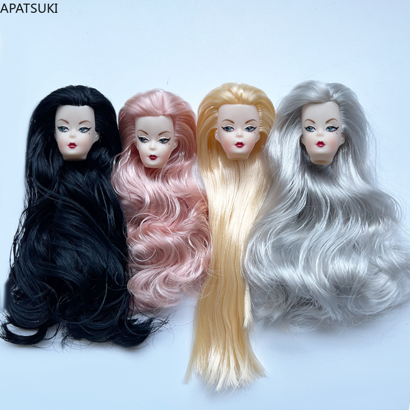 Vintage Fashion Female - 青い目のウェーブカールヘアドールヘッド、11.5インチドールヘッド用、ヴィンテージSTフェイスモールド、1/6ドールヘッド、女性ヘッド、メイクアップクオリティDIYパーツ