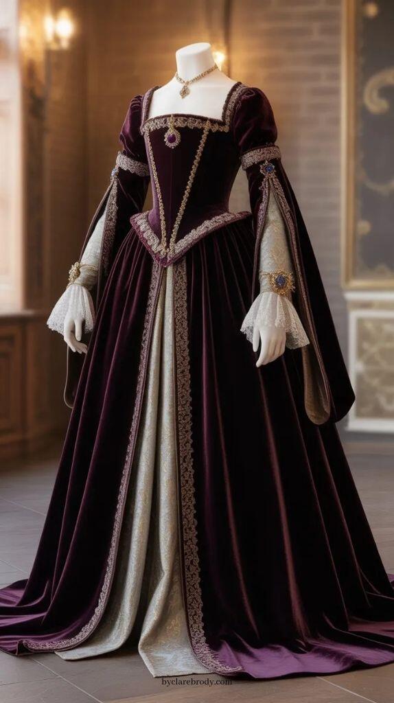 Vintage Victorian Fashion - ヴィンテージ ダッチェス パープル プロムドレス 仮面舞踏会コスチューム 長袖