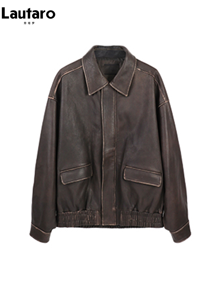 Lautaro 春秋クールハンサムレトロ特大ユーズド加工ブラ - Vintage Fashion Runway のレビューと価格