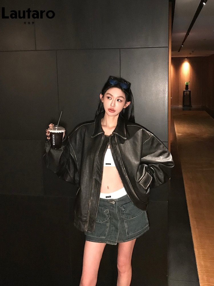Lautaro 春秋クールハンサムレトロ特大ユーズド加工ブラ - Vintage Fashion Runway のレビューと価格