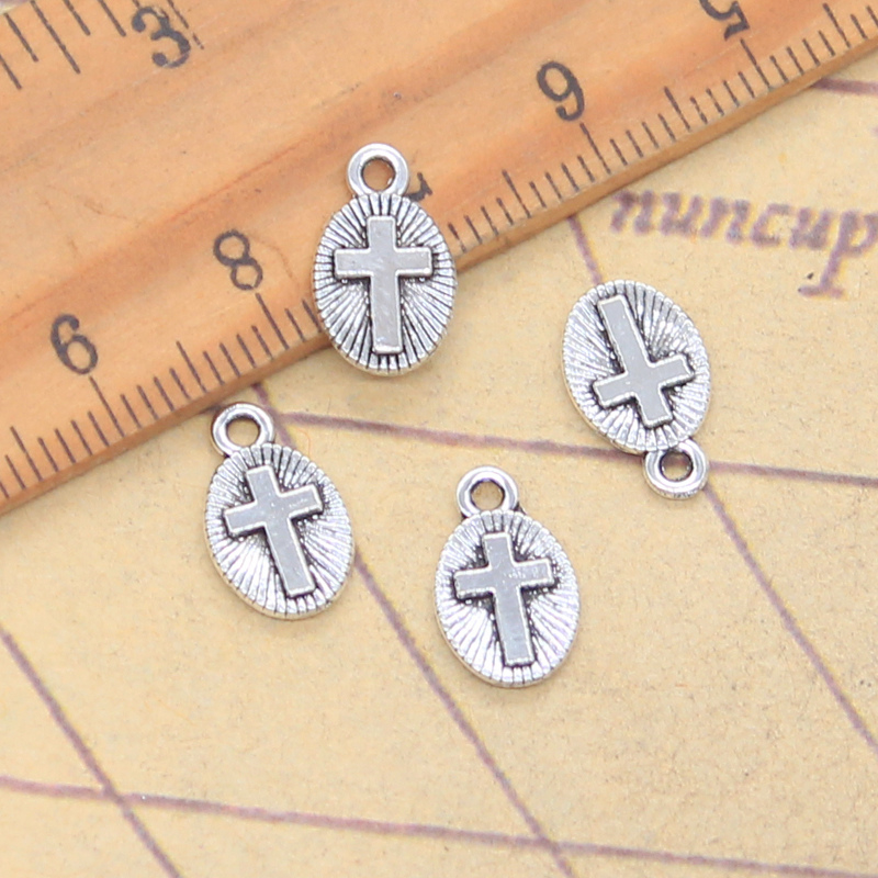 30 個チャームクロス 13x8mm アンティークシルバーカ - Vintage Fashion Finds のレビューと価格