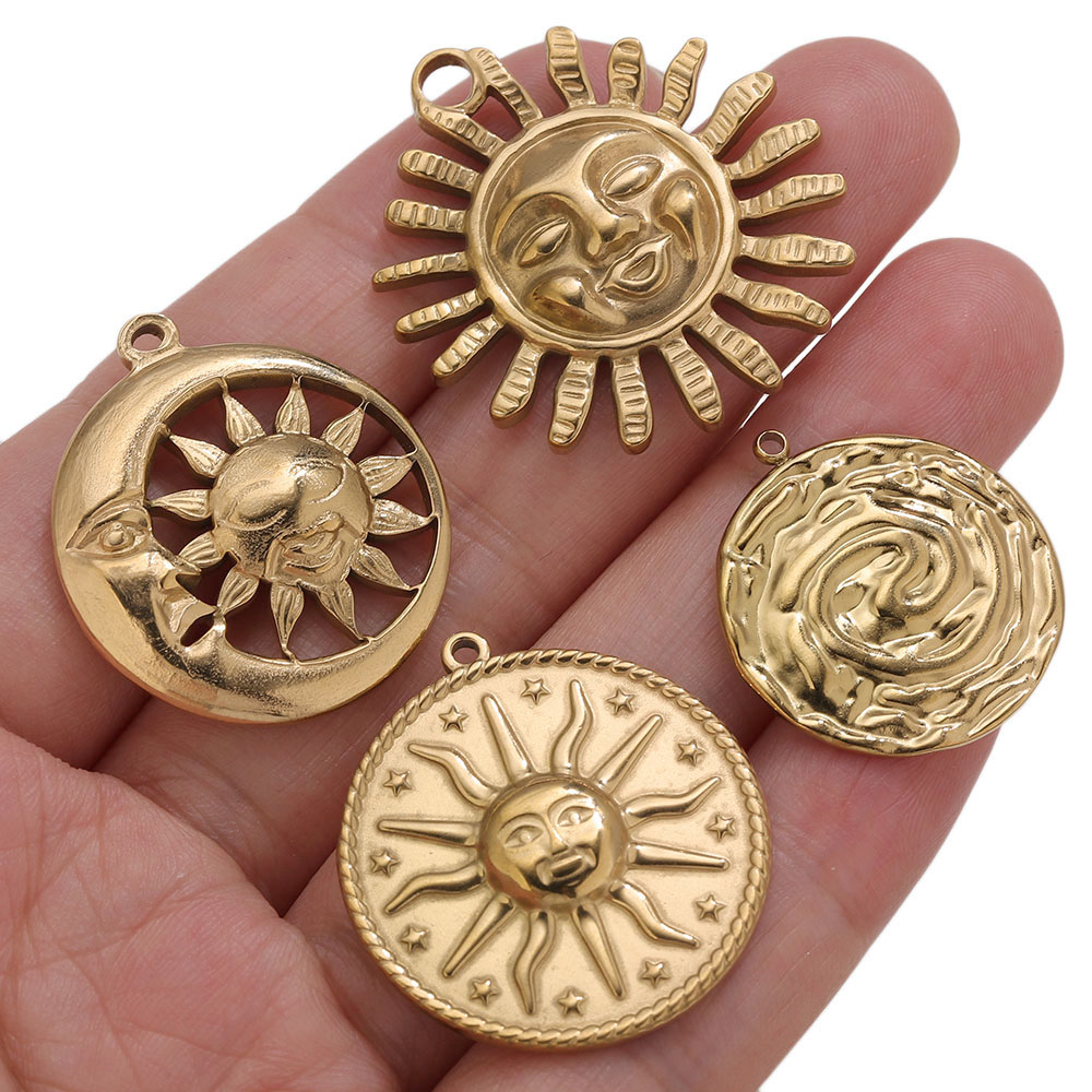 5 個 PVD ゴールドチャームステンレス鋼サンチャームヴィ - Vintage Fashion Earrings のレビューと価格