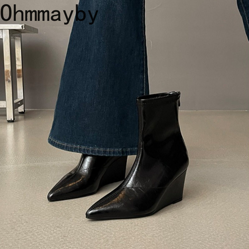 秋冬ヴィンテージウェゲスヒール女性アンクルブーツファッション - Vintage Fashion Female のレビューと価格