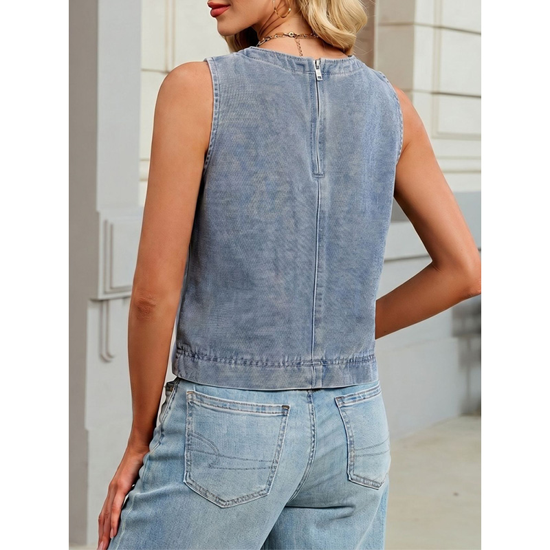 Benuynffy カジュアルラウンドネックデニムベスト女性 - Vintage Fashion Female のレビューと価格