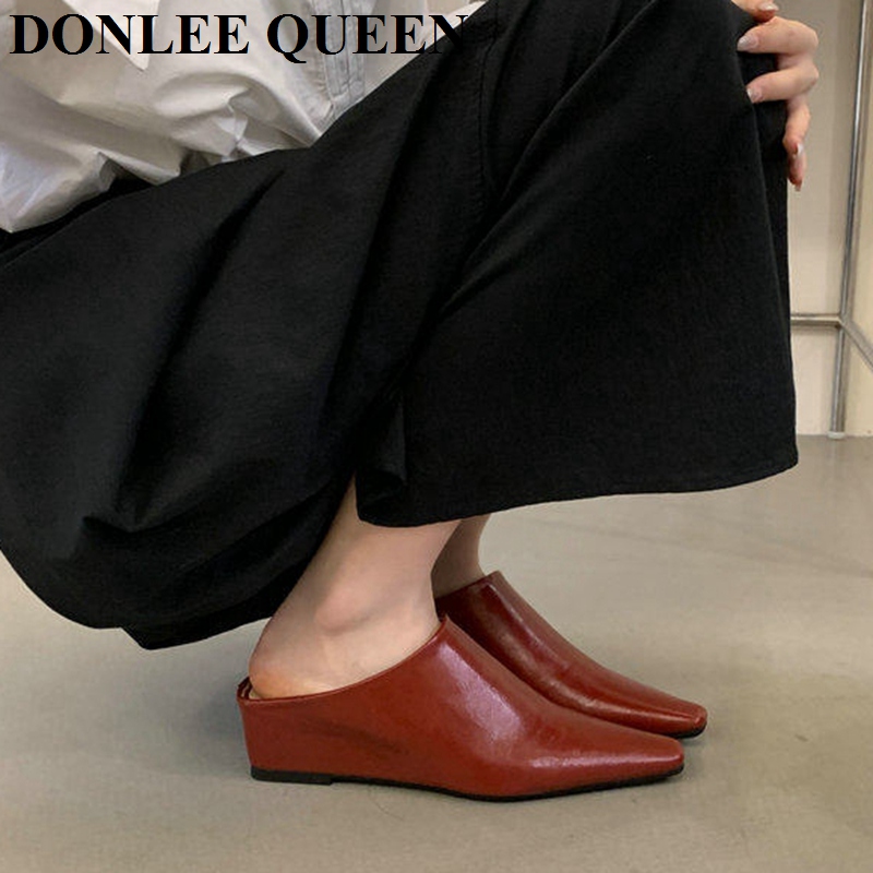 女性ファッションクローズトゥミュールスリッパ女性スクエアトゥ - Vintage Fashion Female のレビューと価格