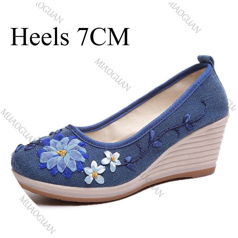 刺繍入り女性用コンフォートウェッジプラットフォームシューズ、 - Vintage Fashion Female のレビューと価格