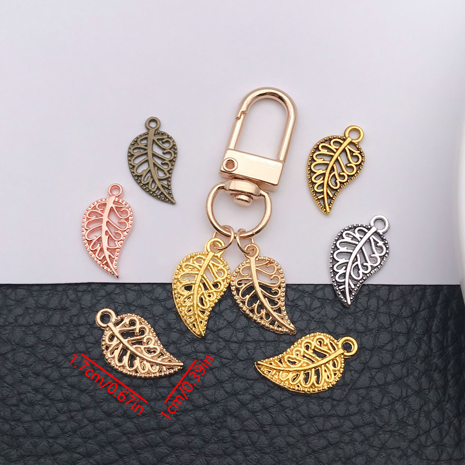 50/210 個 6 色の葉の形をした合金ペンダント、DIY - Vintage Fashion Earrings のレビューと価格