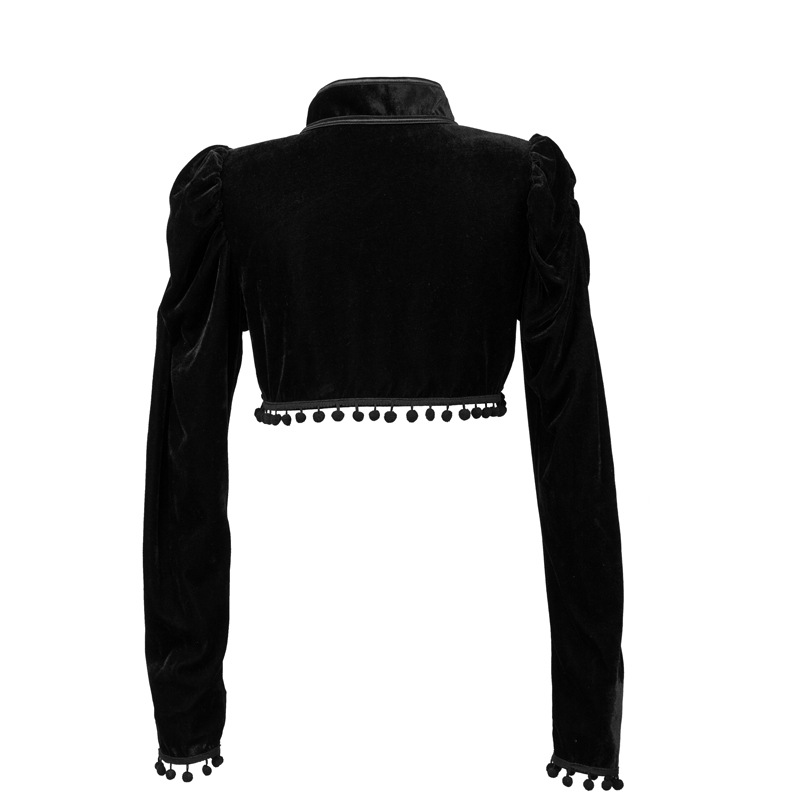 フランネルタッセルスタンドカラー超短い中世スチームパンクジャ - Velvet Blazer Vintage のレビューと価格